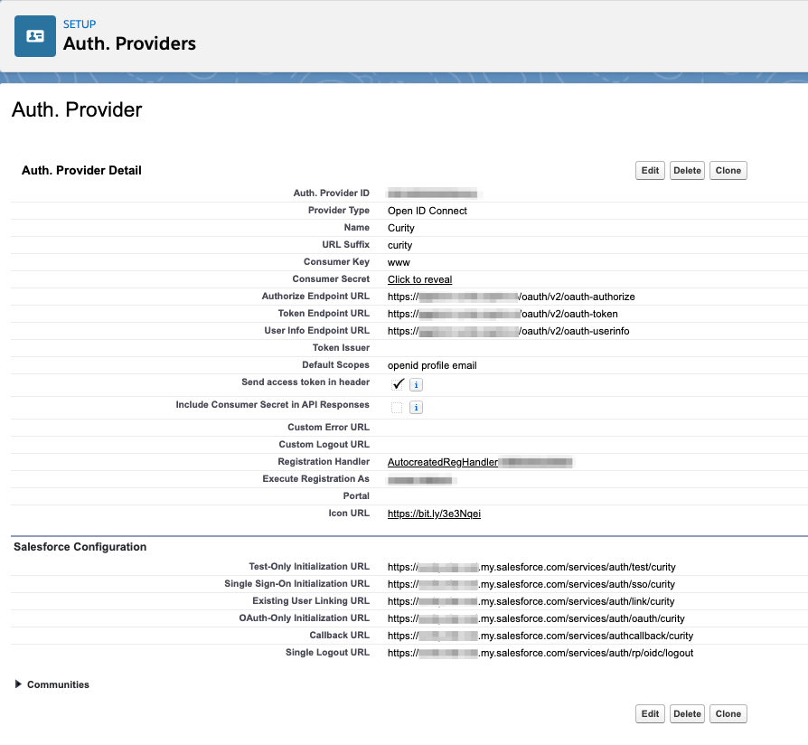 Overview of newly create Auth. Provider