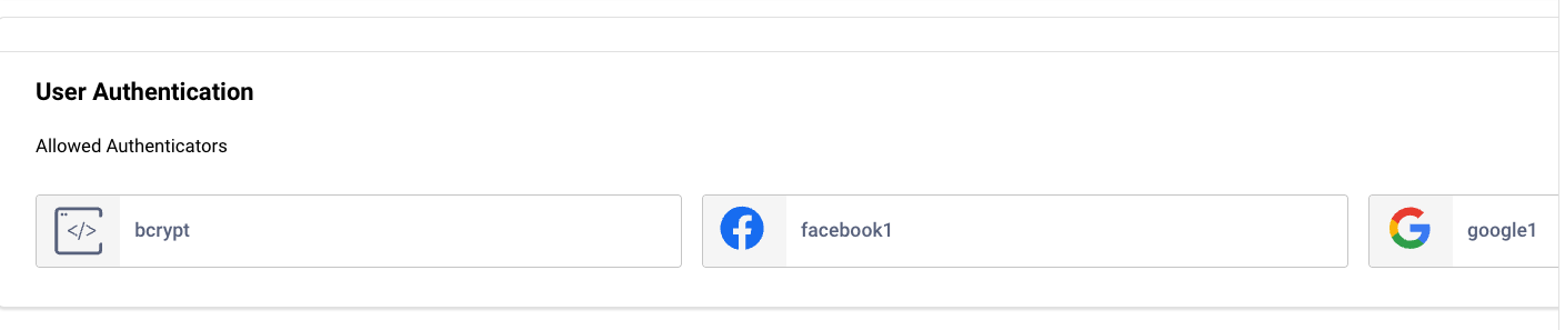 OAuth client configuration showing multiple allowed authenticators