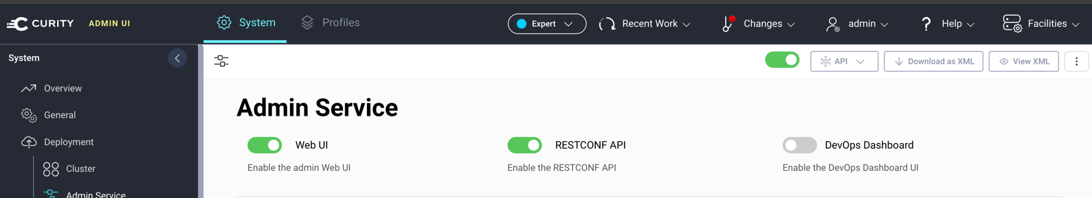 devops dashboard toggle