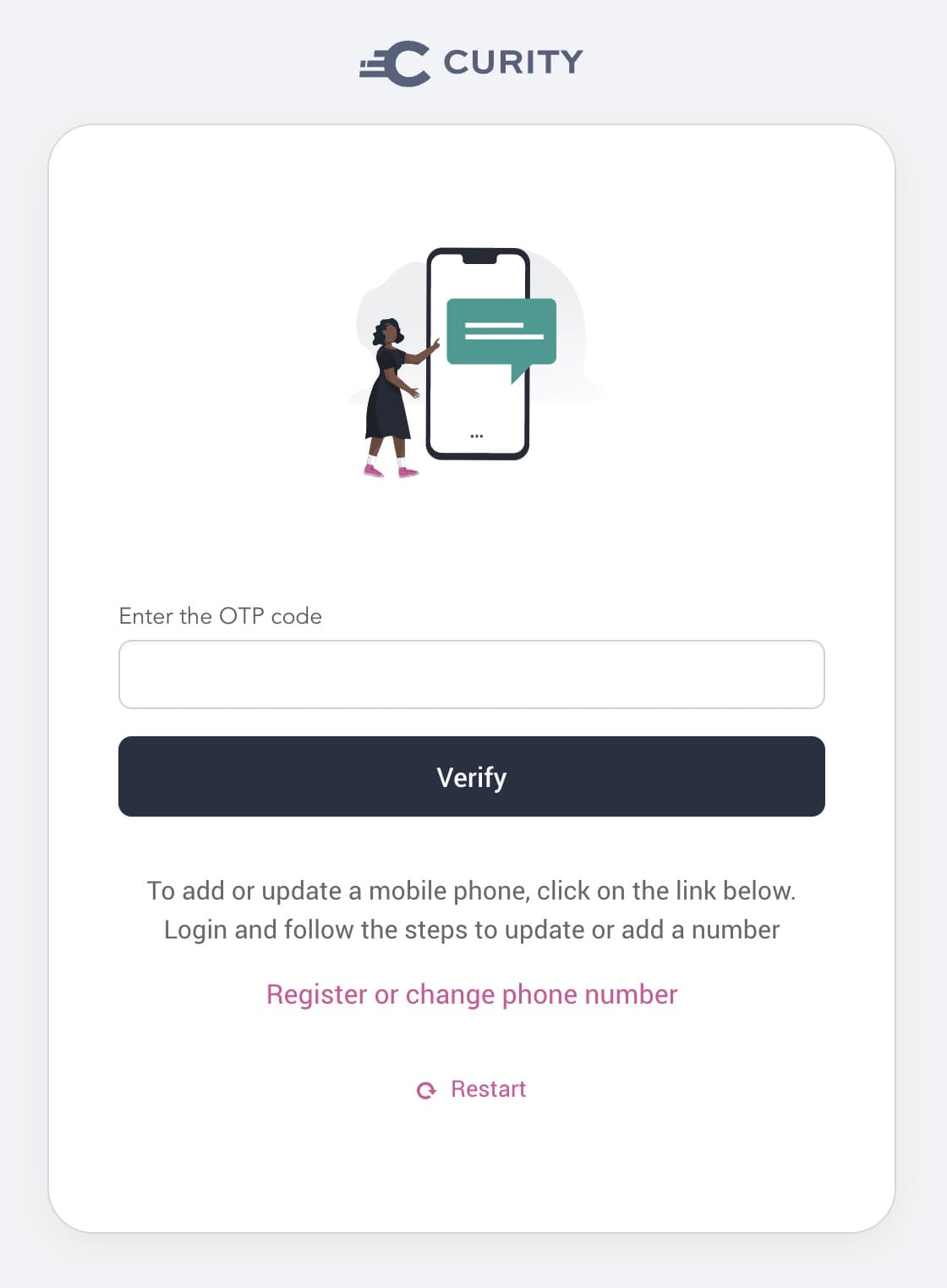 SMS Enter OTP screen with registration enabled
