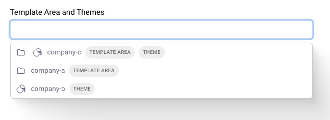 Select template areas and themes
