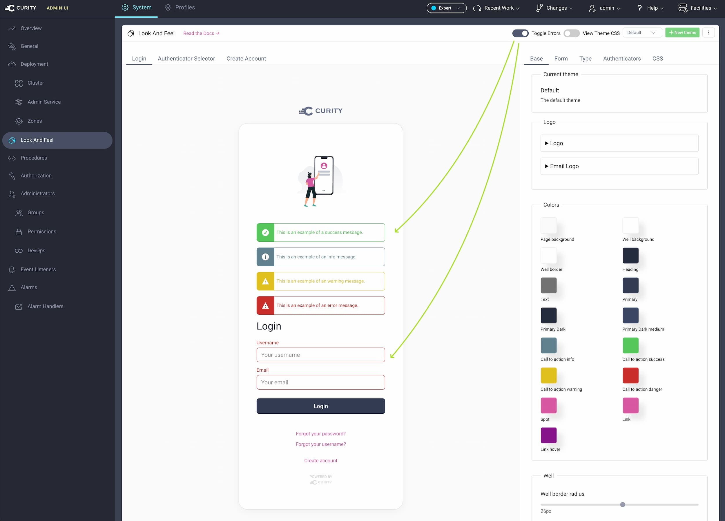 Toggle Alerts and Errors