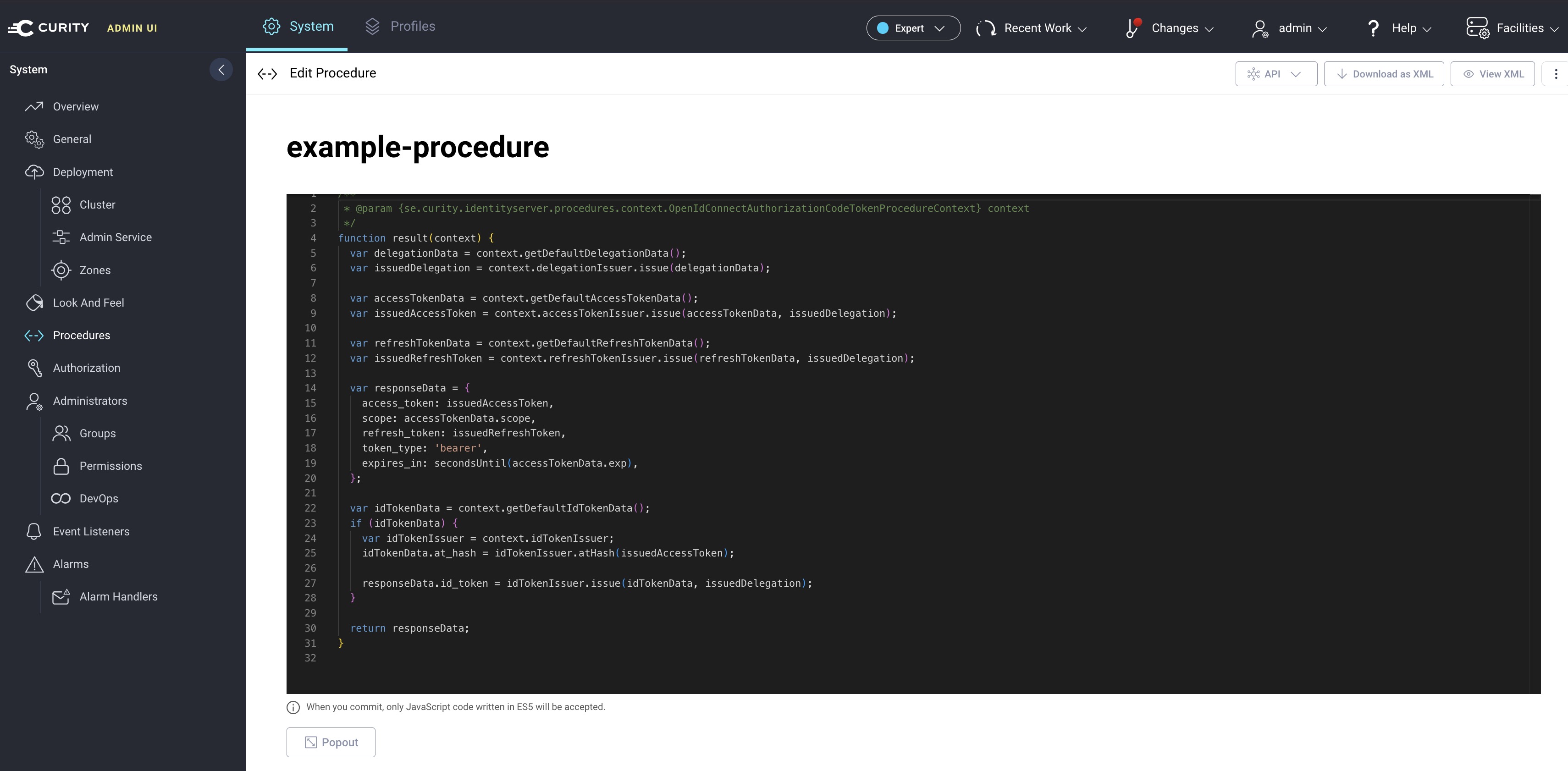 Editing a script procedure
