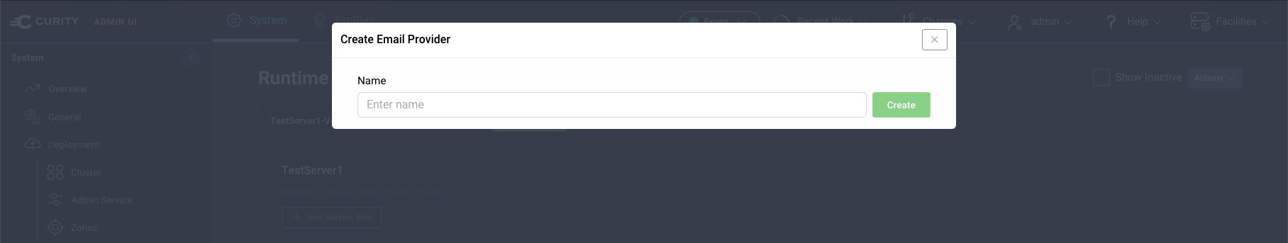 Email Provider creation in Curity Admin UI