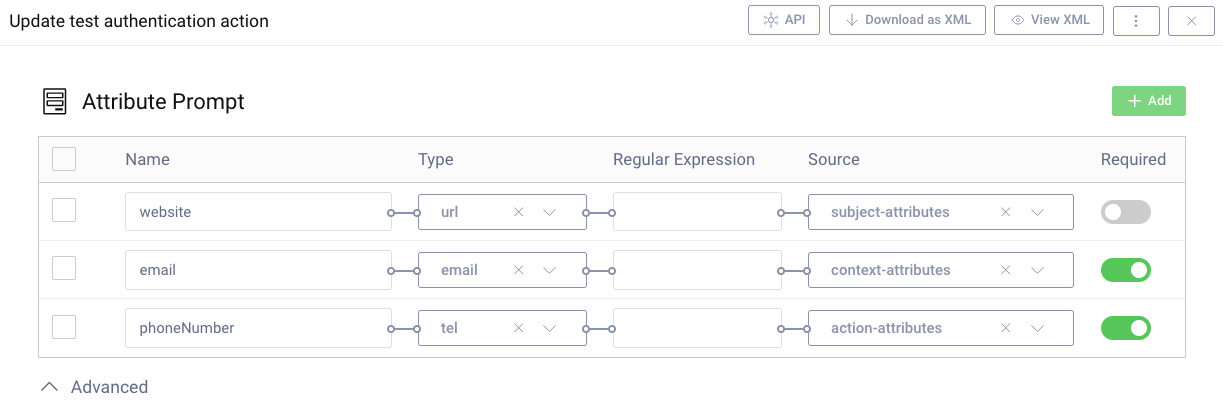 Attribute Prompt Configuration Dialog
