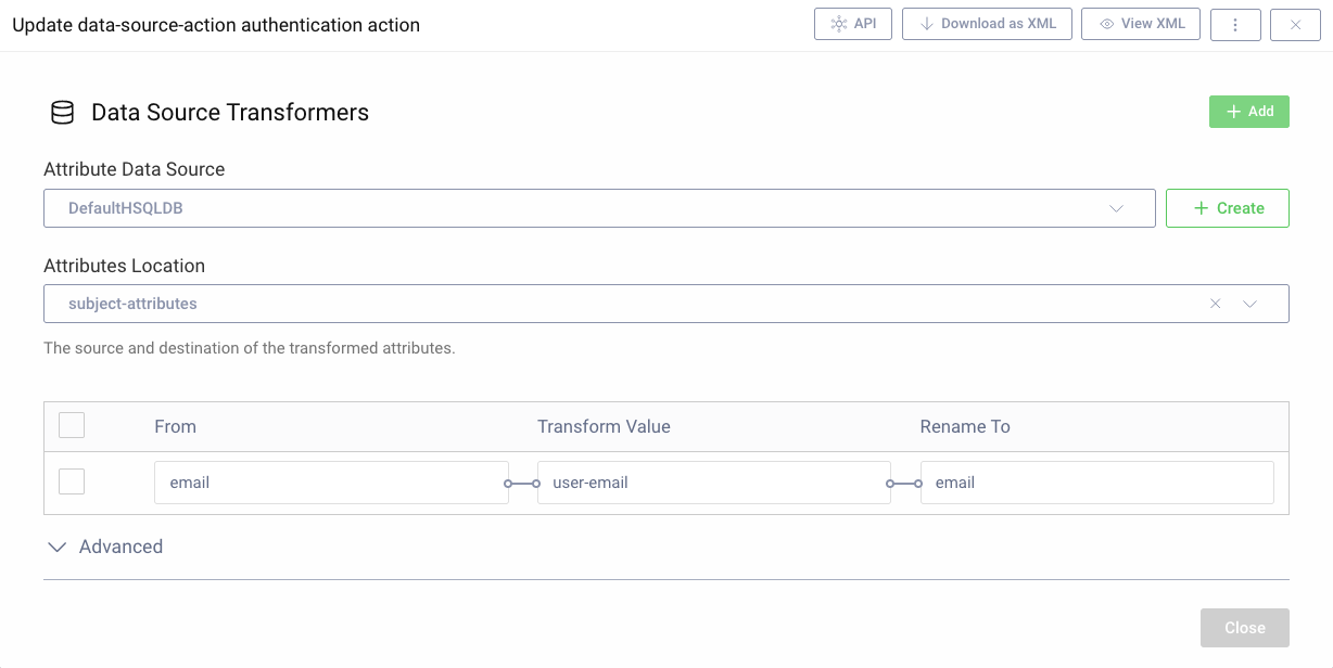 Data Source Transformer Configuration