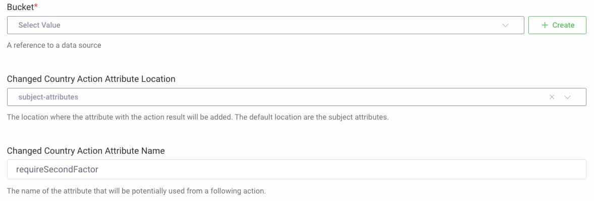 Changed Country Action Configuration Dialog