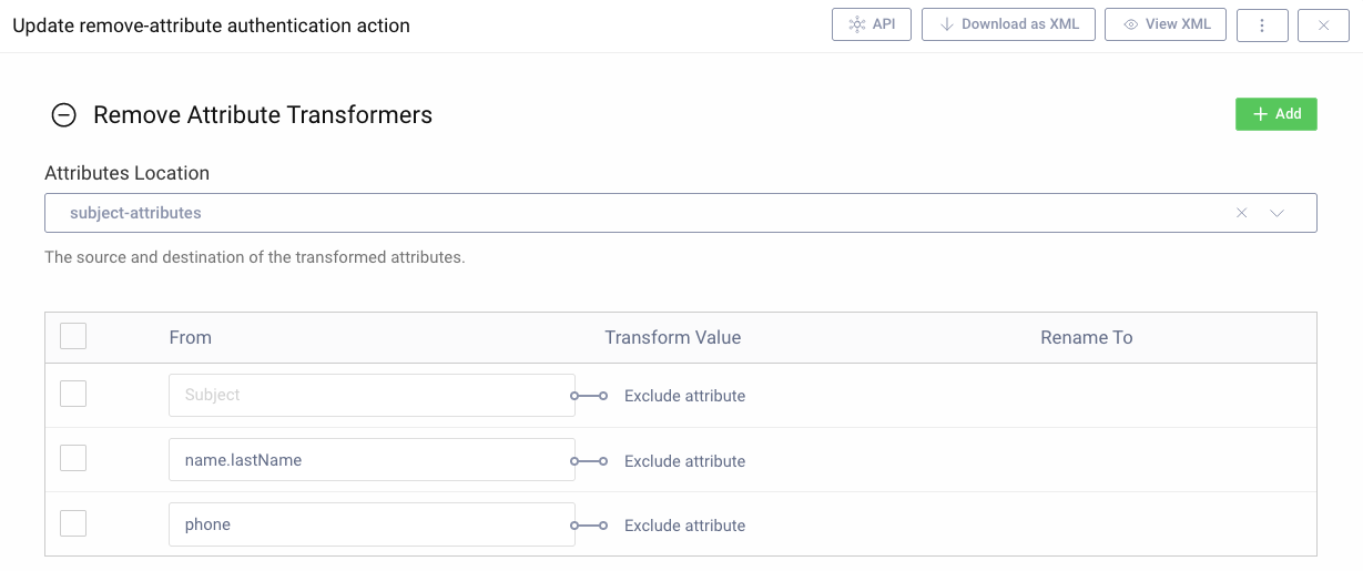 Remove Attributes Configuration