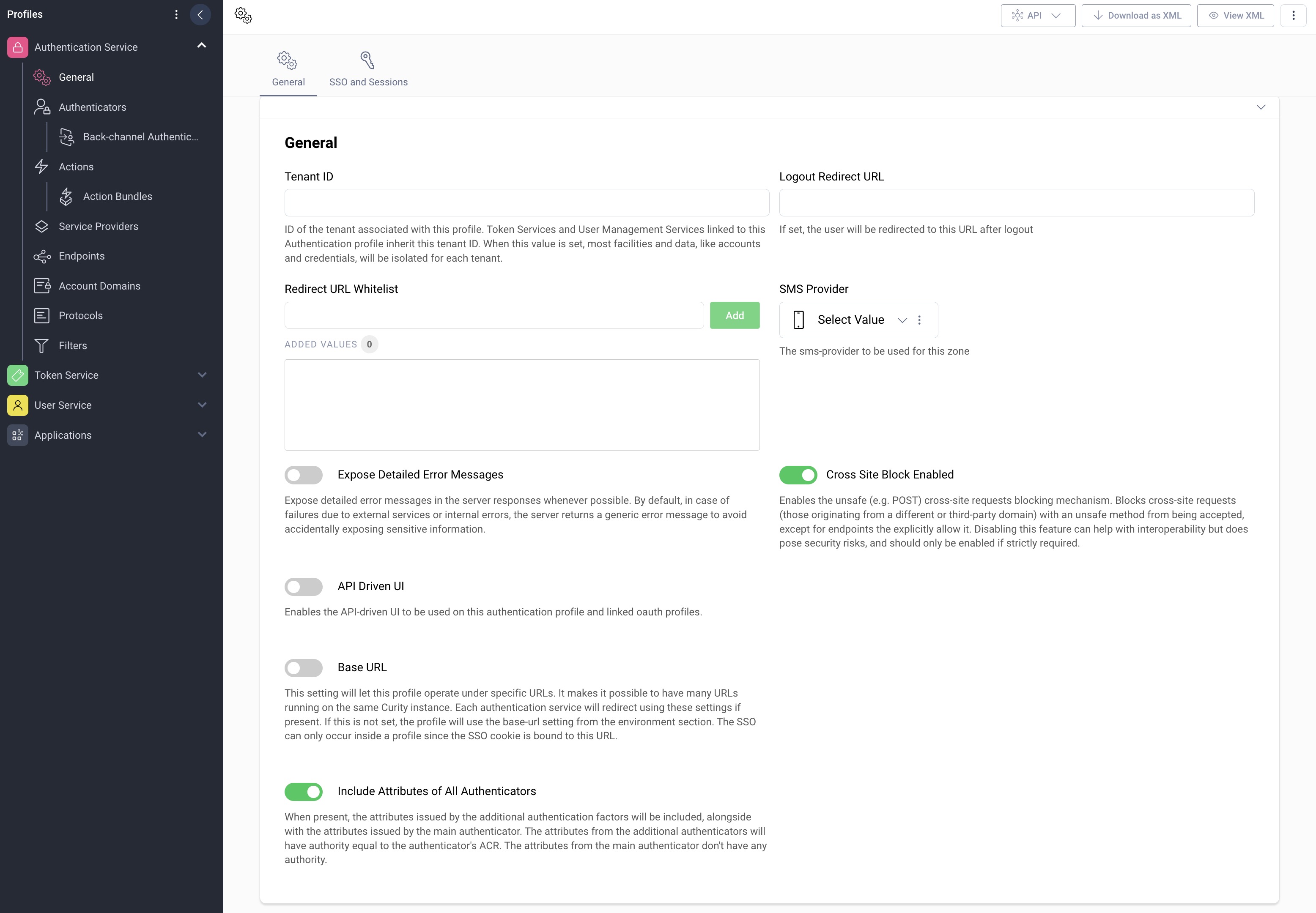 Authentication Profile General Settings