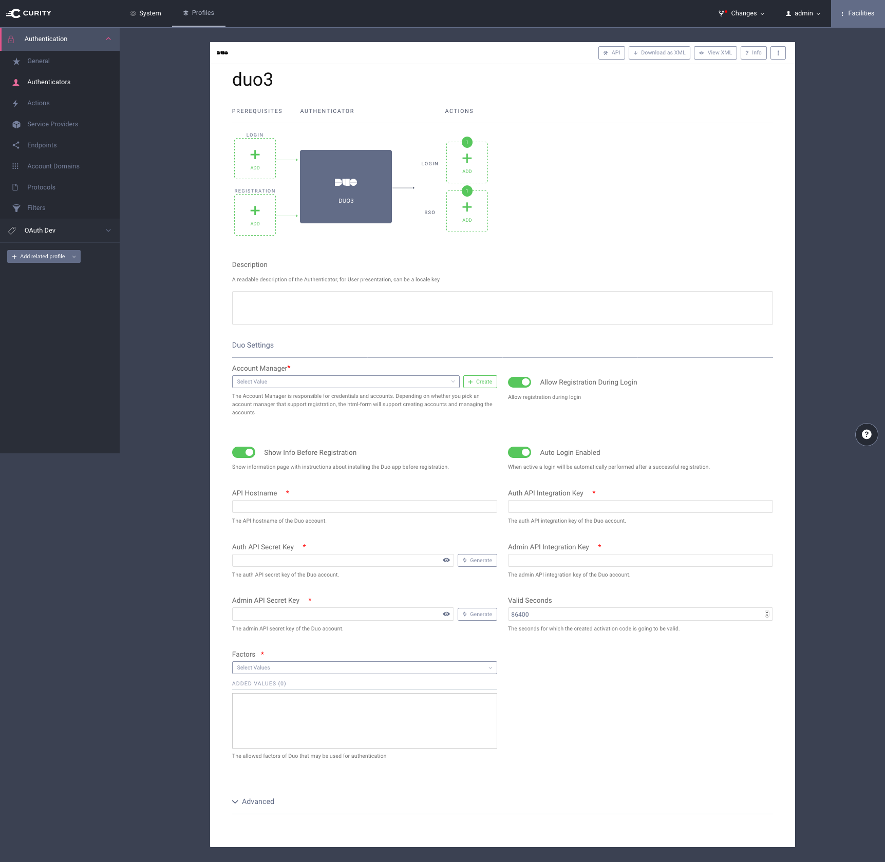 Configuring a Duo Authenticator in the Admin UI