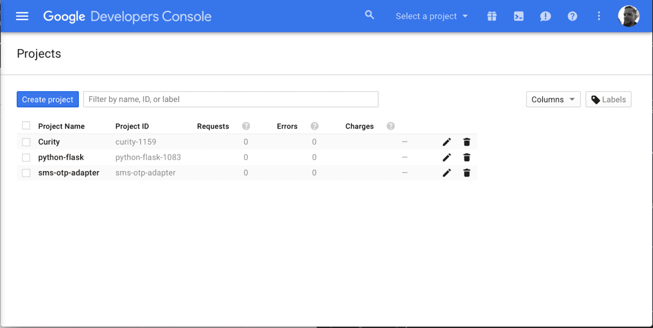 Google - Create Project