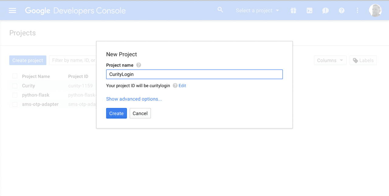 Google - Set project name