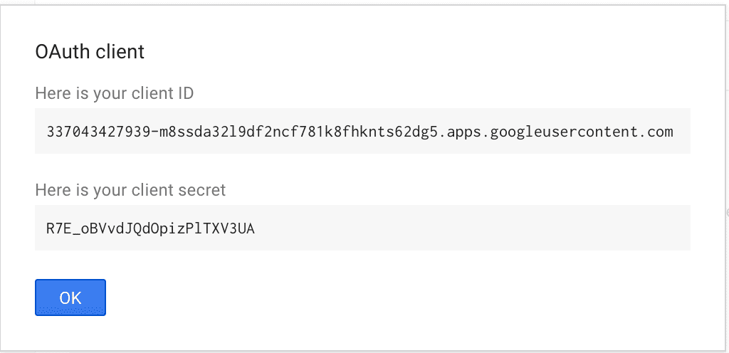 Google - Client credentials