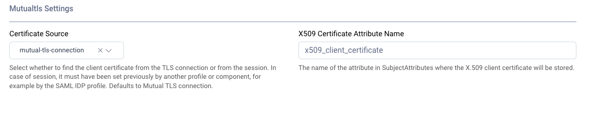 Mutual TLS configuration settings