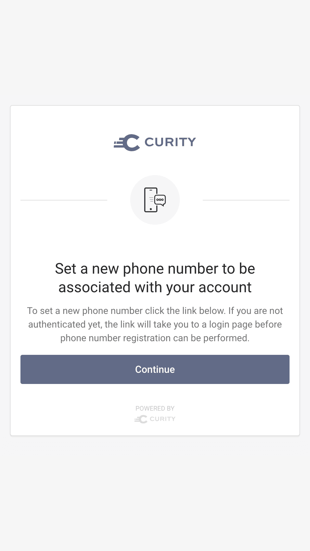 SMS Authenticator - Information screen