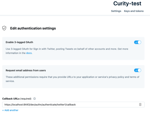 Twitter OAuth settings