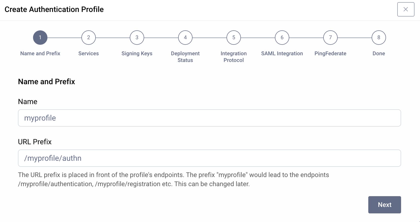 Basic Setup Create Authentication Profile Name and Prefix