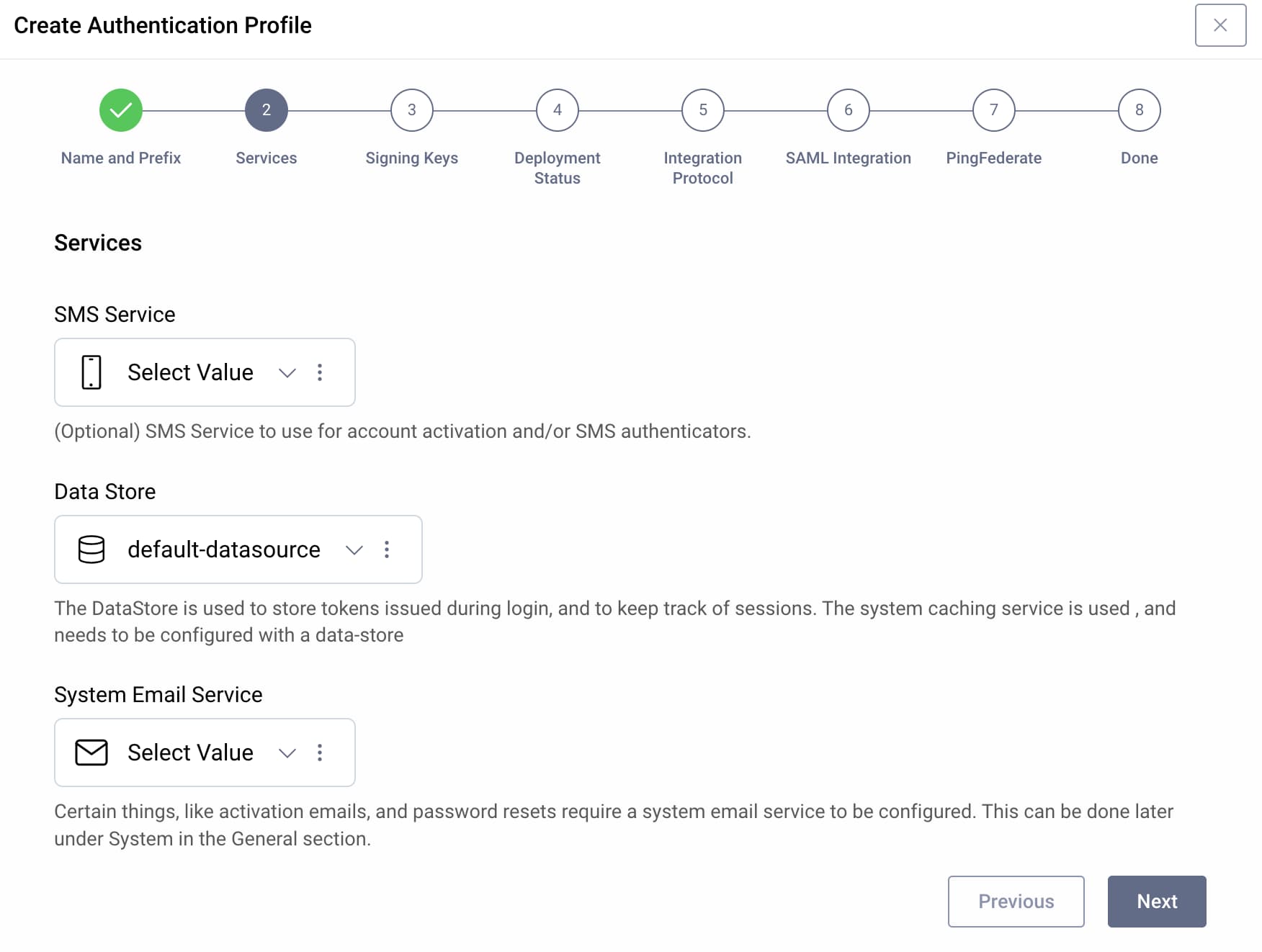 Basic Setup Create Authentication Profile Services