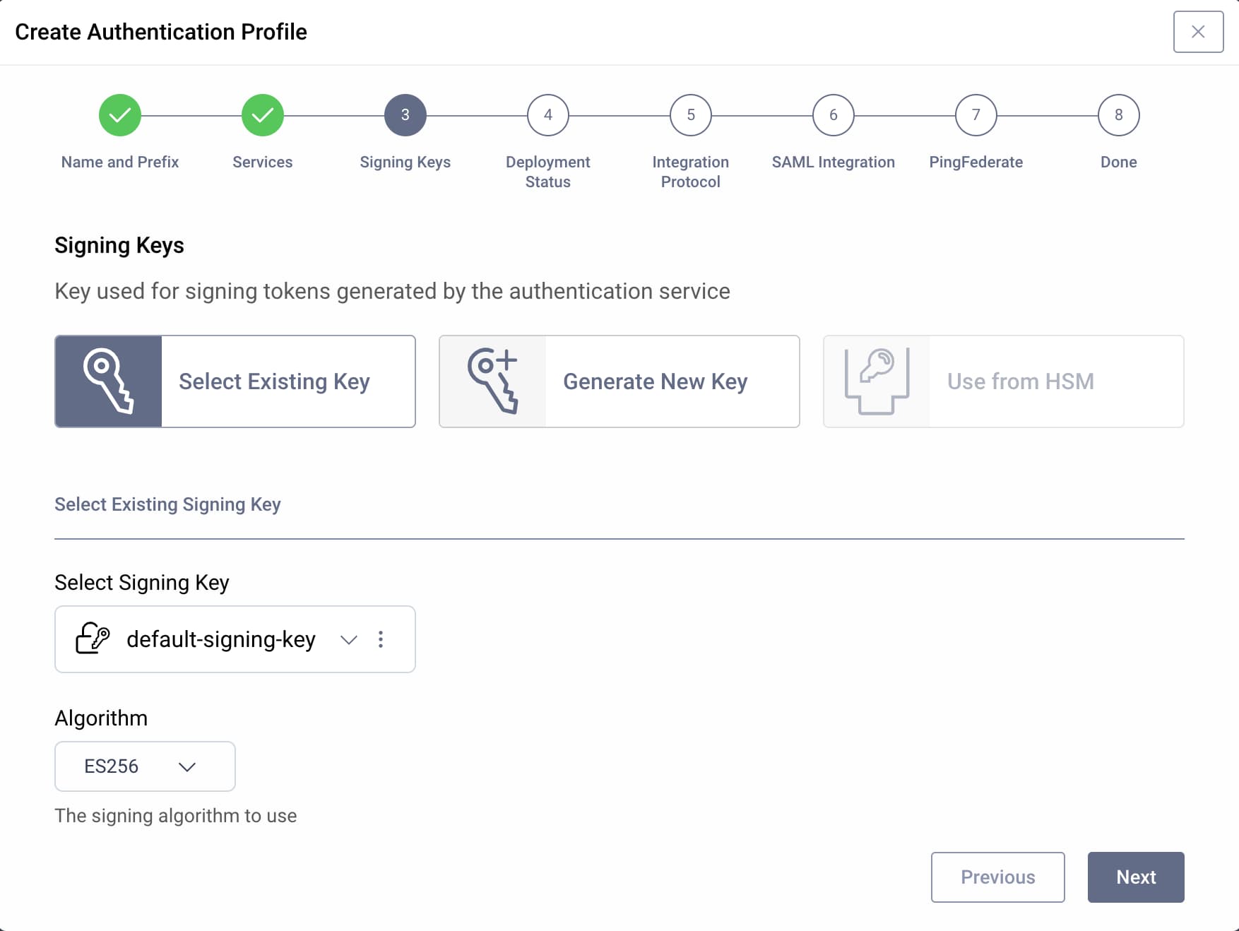 Basic Setup Create Authentication Profile Signing Key