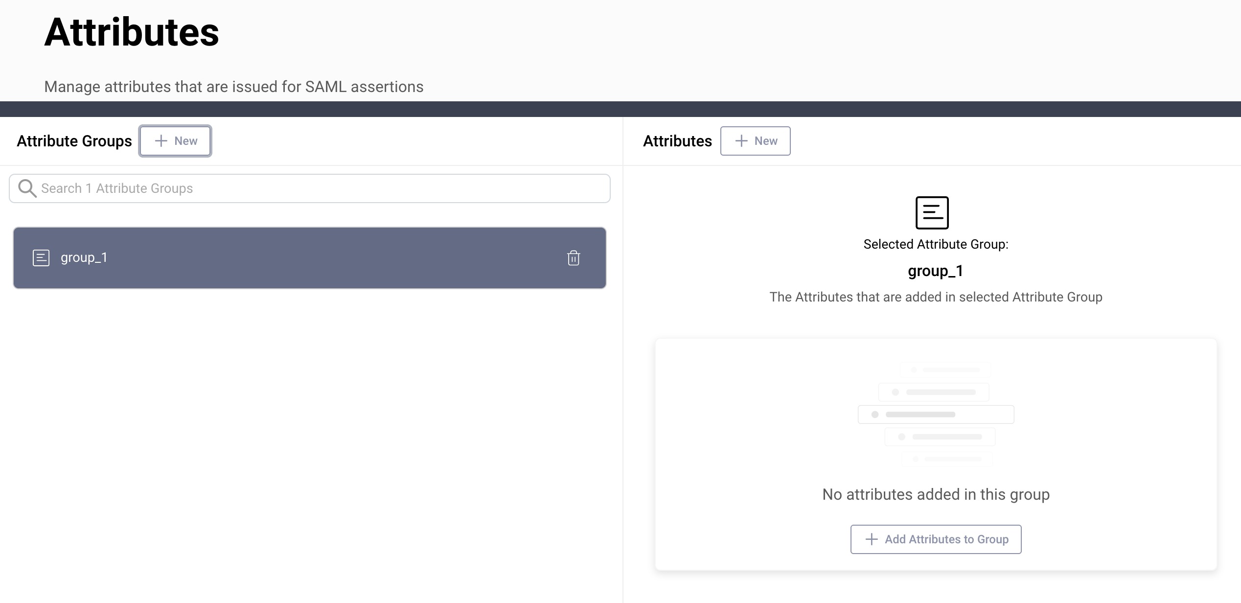 Create a SAML Attribute Group using the Admin UI