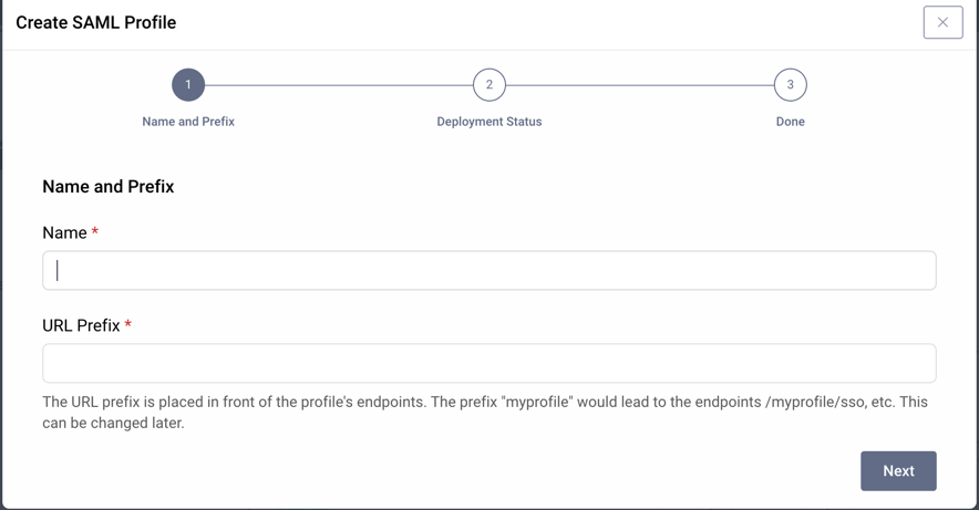 Create a SAML profile in the Admin UI