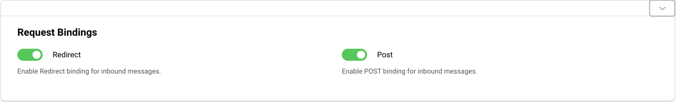 Request binding settings in SAML IDP profile