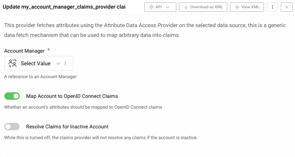 Configure claims value providers for account manager in Admin UI