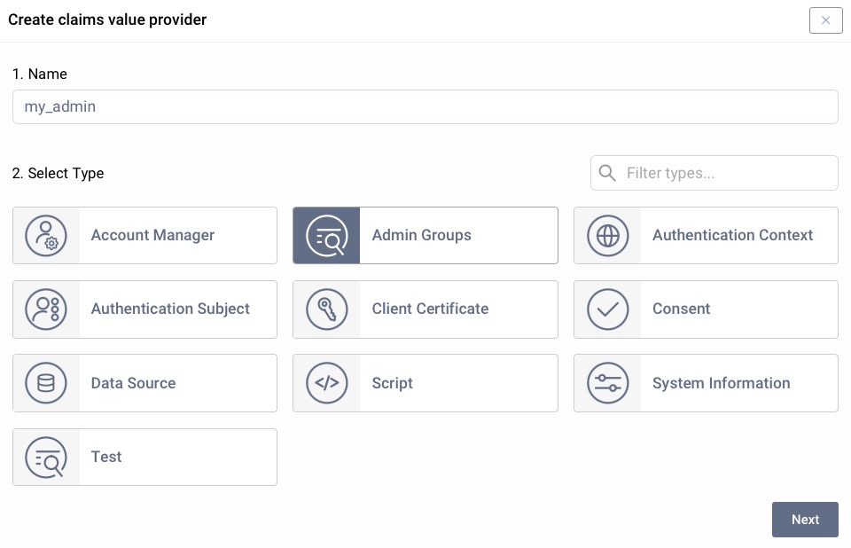 New Admin Groups Claims Value Provider configuration in Admin UI