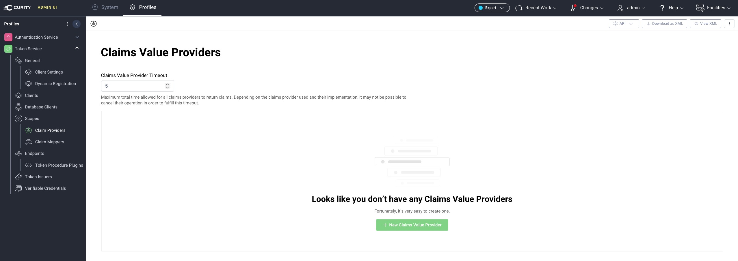 Claims value providers in Admin UI