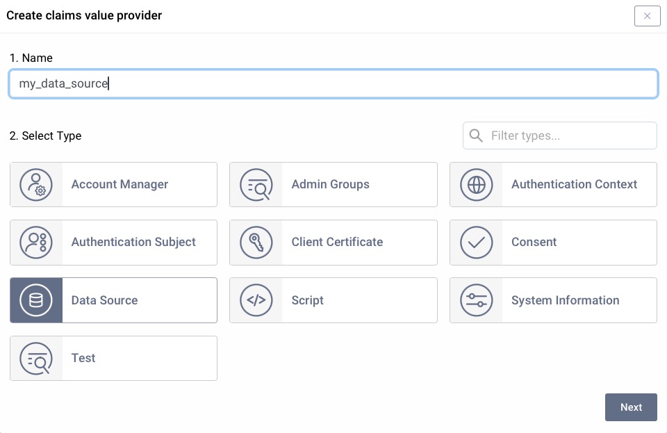 New Data Source Claims Value Provider configuration in Admin UI
