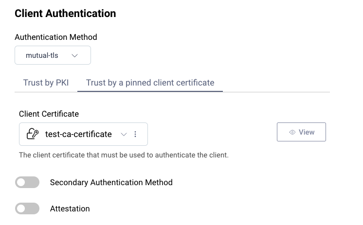 Configuring the Pinned Certificate Authentication Method