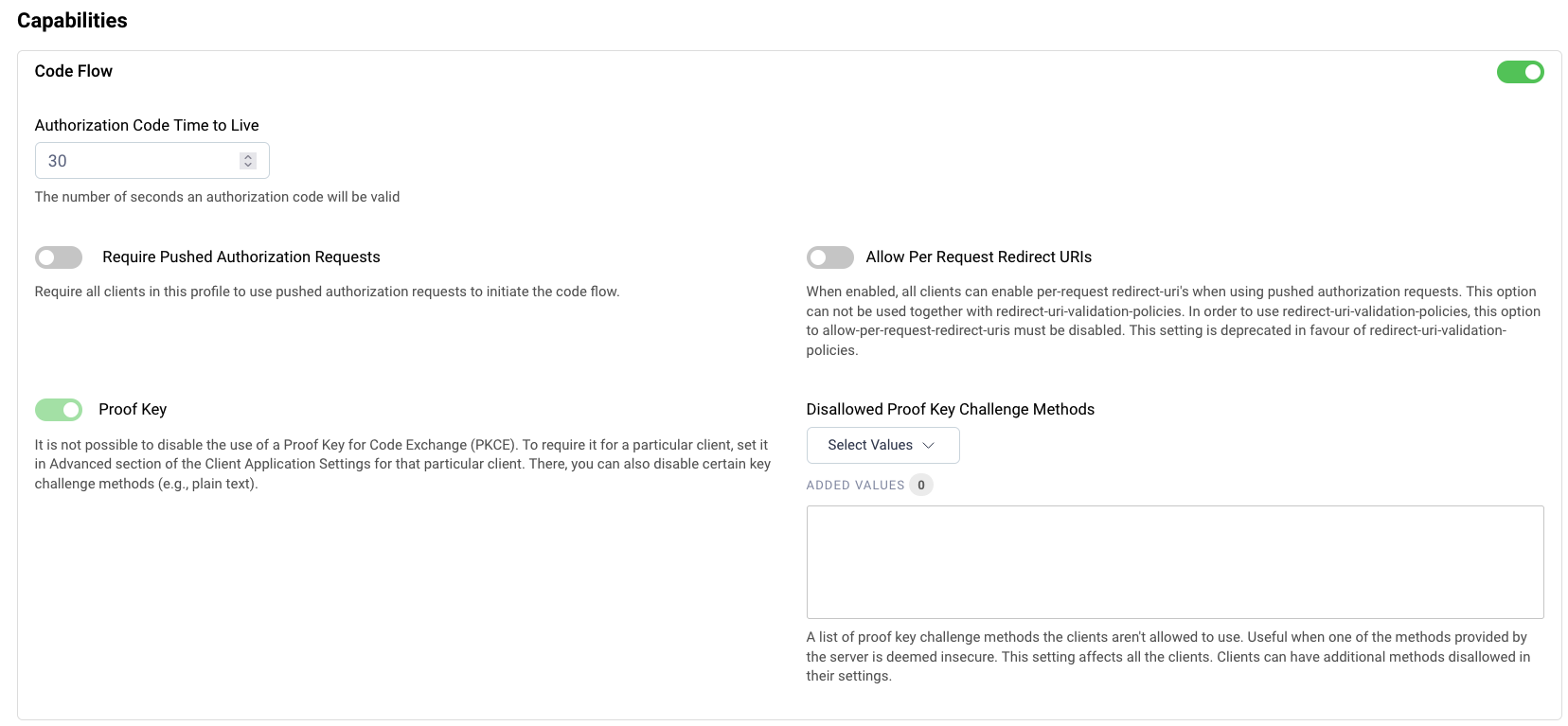 Enabling the Code Flow Capability