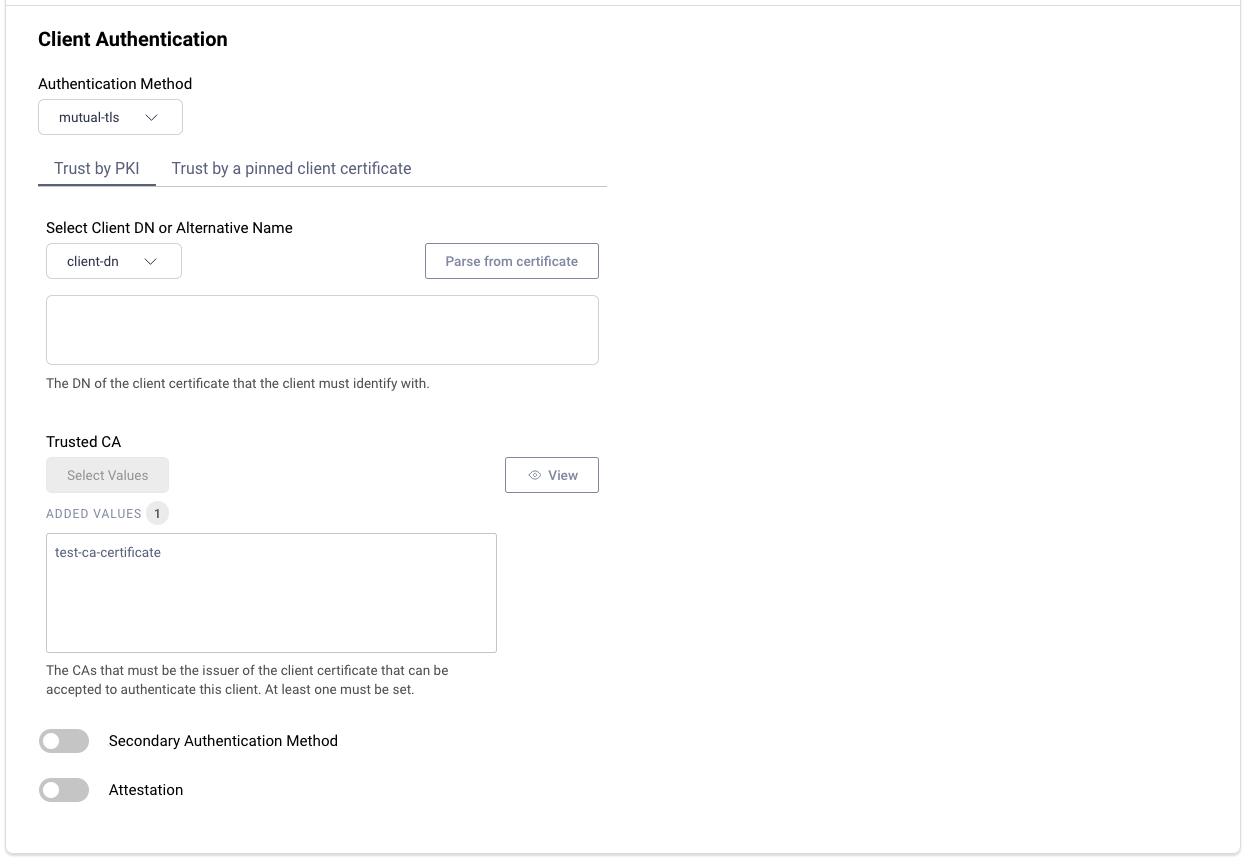 Configuring trust for a client