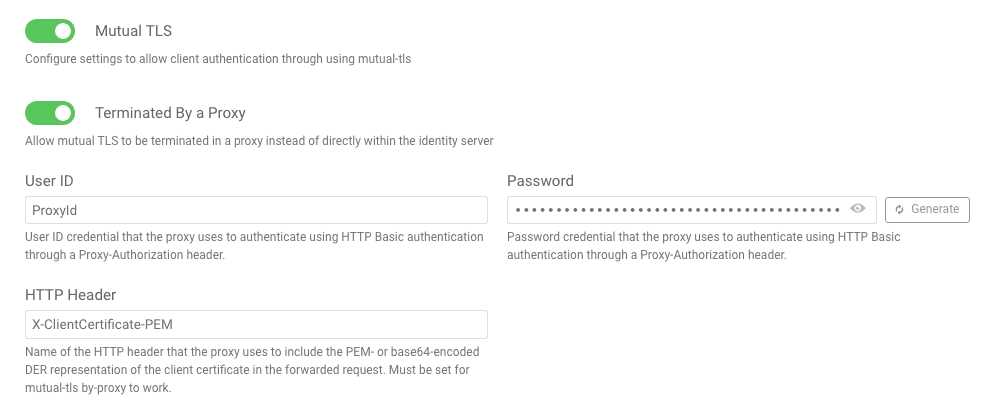 Configuration of Mutual TLS settings on a profile