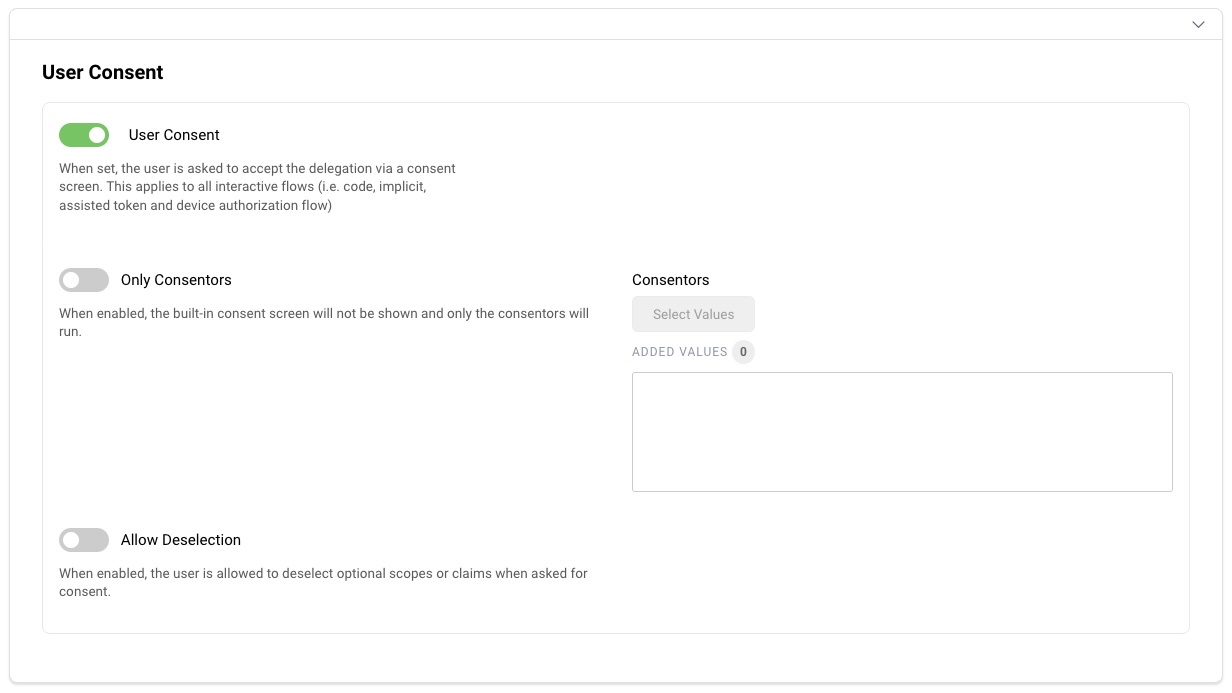 Configure client consent