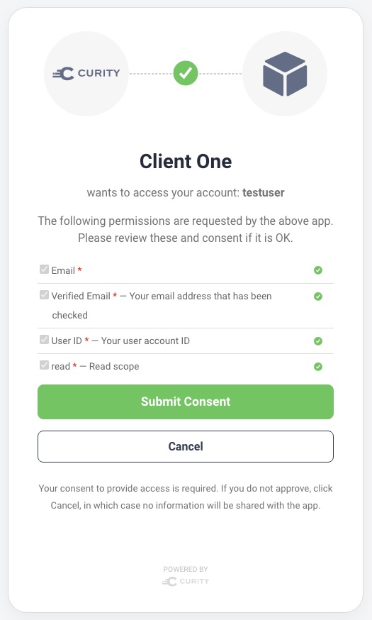 Example asking user consent
