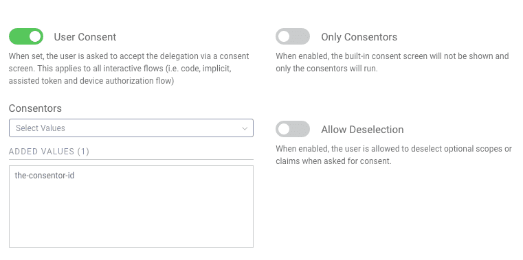 Client consentor configuration example