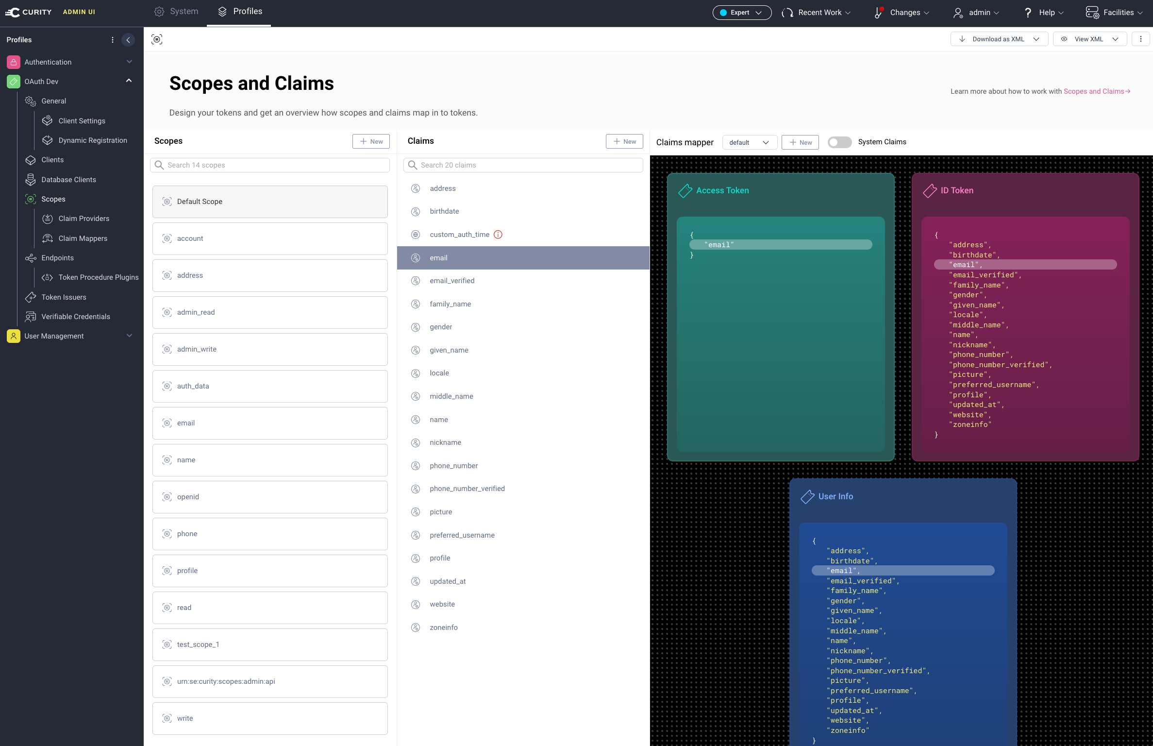 Scopes and Claims designer