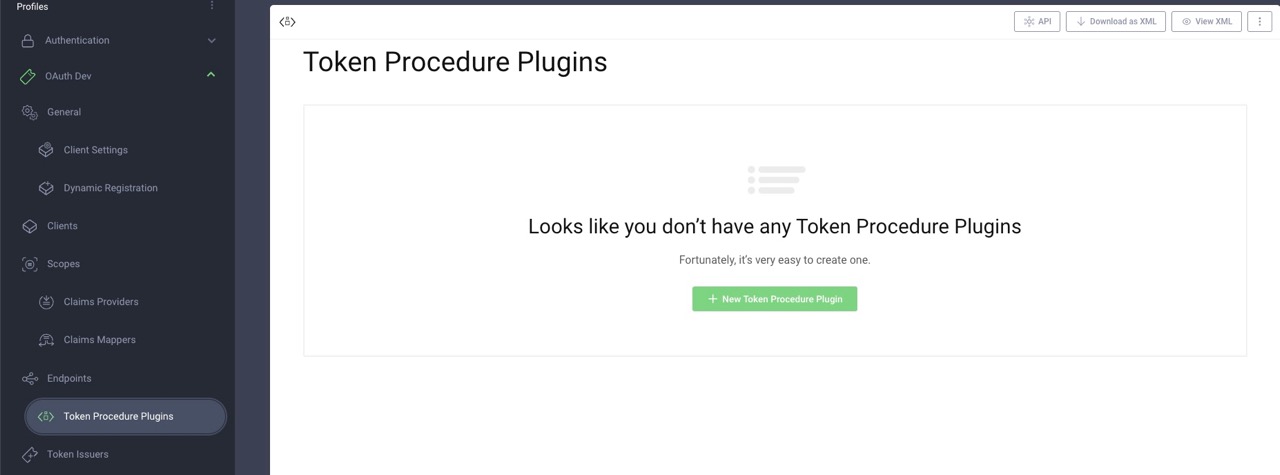 Listing token procedure plugins