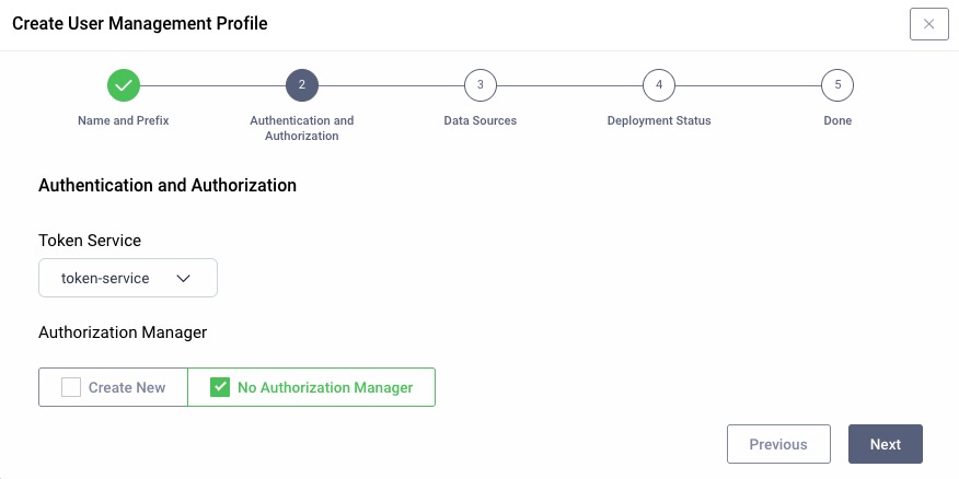 Create User Management profile - set authentication and authorization