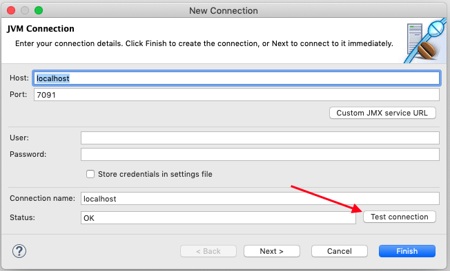 JMX connection modal in Java Mission Control