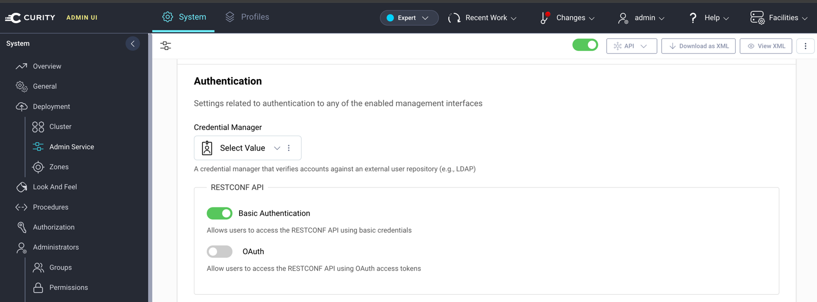 authentication options