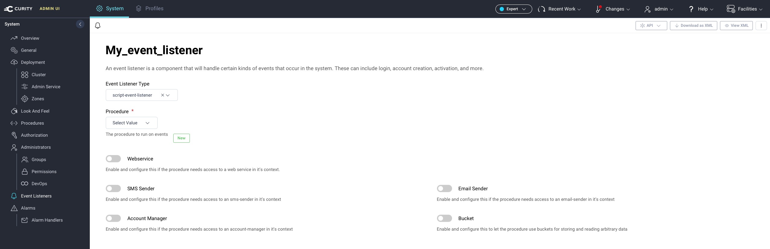 Script Event Listeners configuration in Admin UI