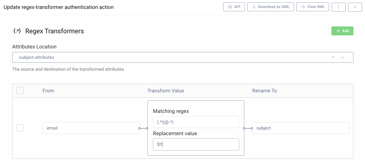 Regex Transform Configuration