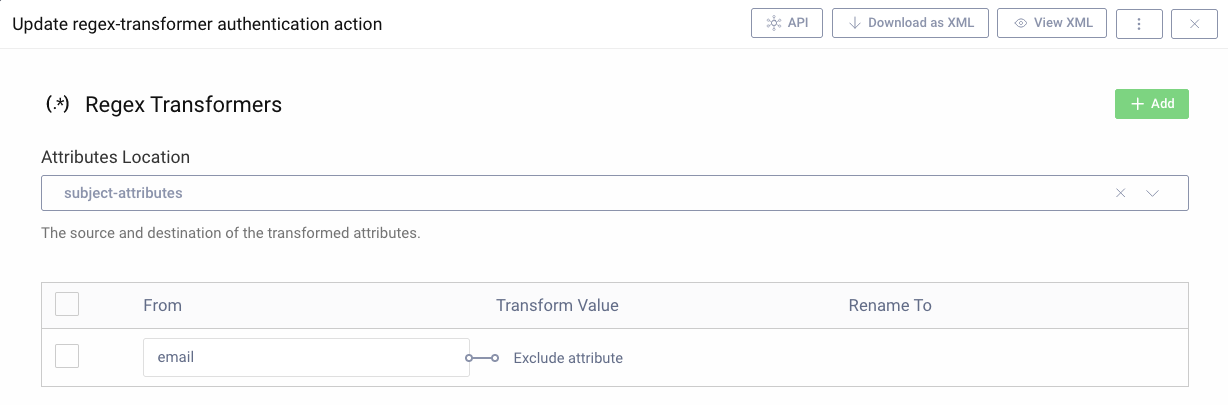 Excluding attributes configuration