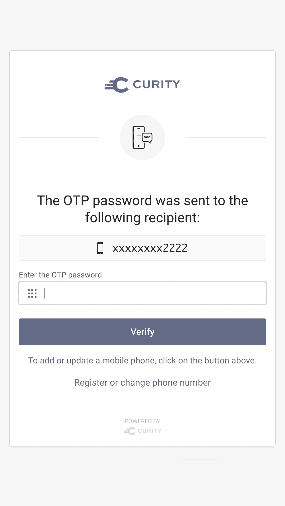 SMS Authenticator - Enter OTP
