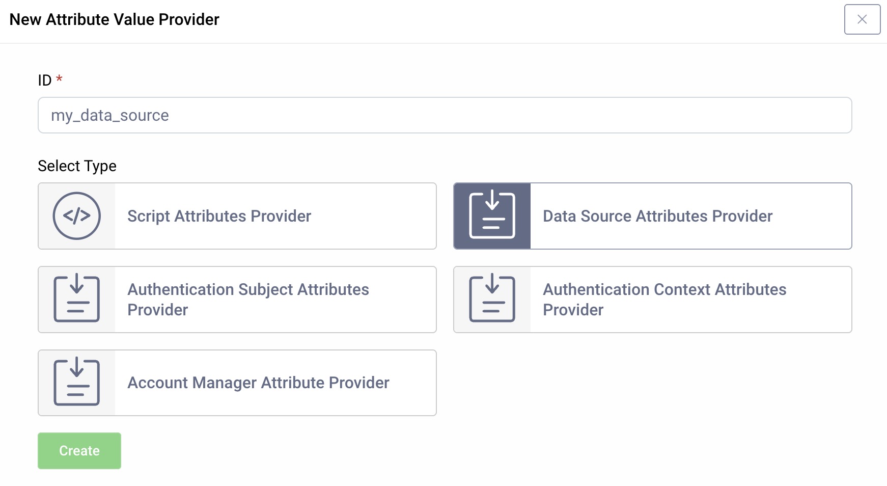 New data source Attribute Value Provider configuration in Admin UI