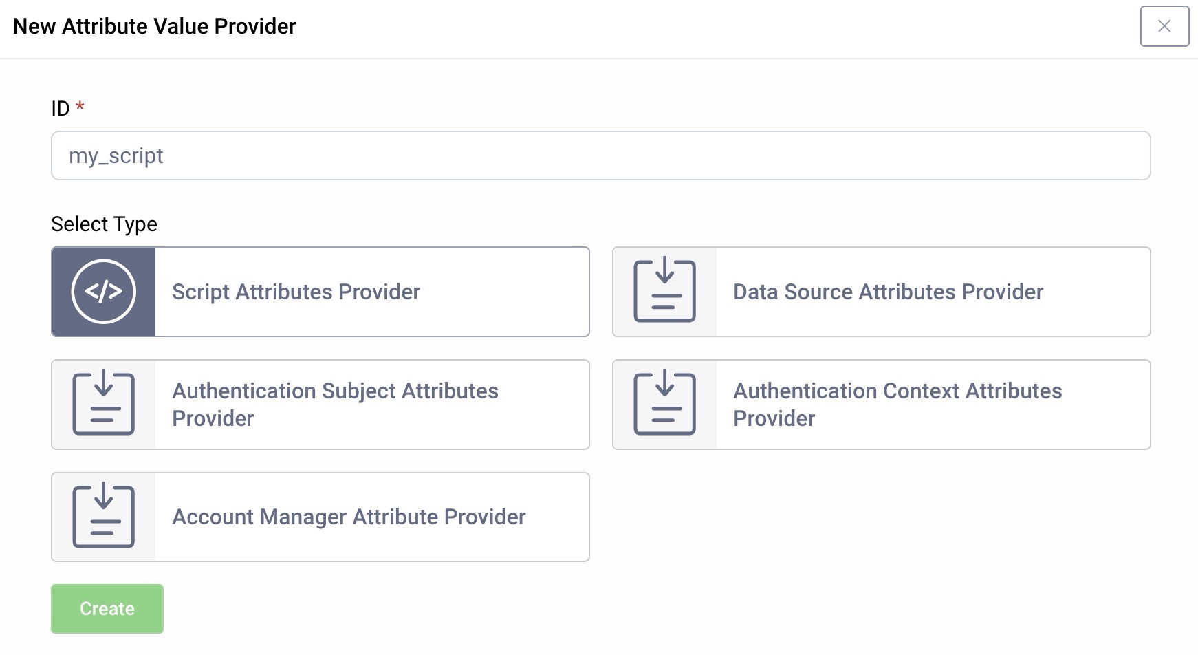 New Script Attribute Value Provider configuration in Admin UI