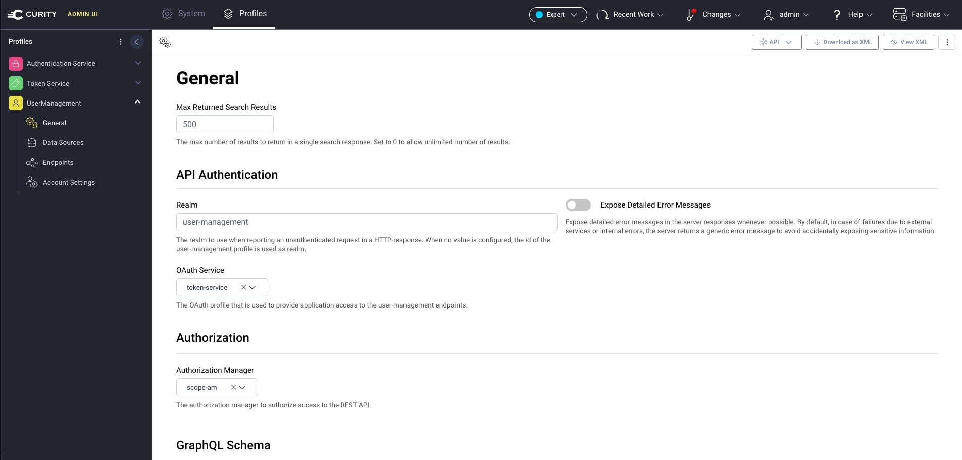 User Management profile - general settings
