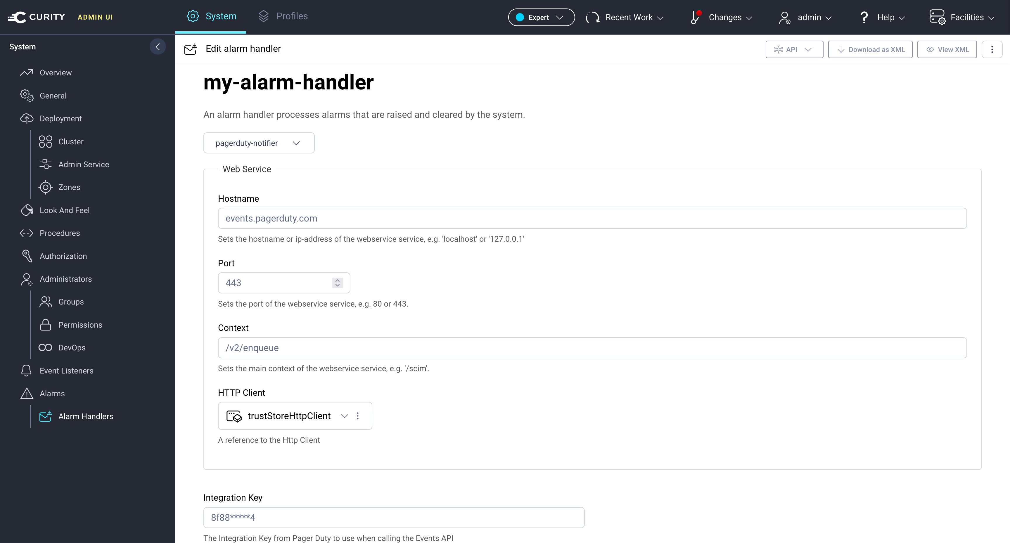 Configuring a PagerDuty alarm handler